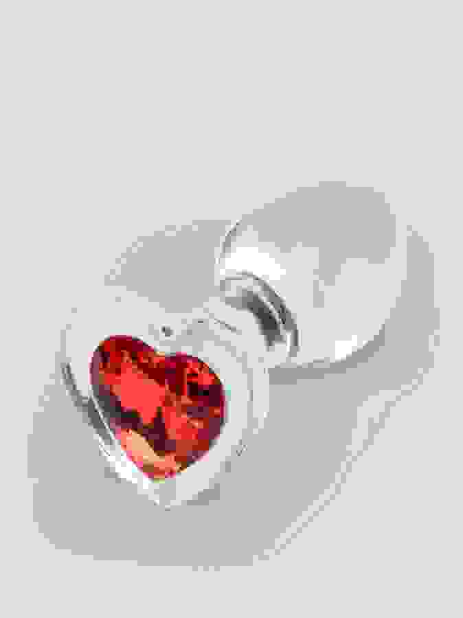 Lovehoney Sensual Glass Jewelled Heart Butt Plug 3 Inch, Clear, hi-res